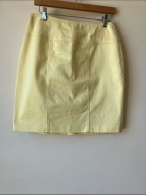 VERSACE Classic V2 Vintage Pale Yellow Cotton Side Zip Pencil Skirt Size 44 EU
